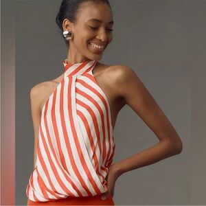 NWT. Anthropologie Stripe Halter Scarf Top. NEW